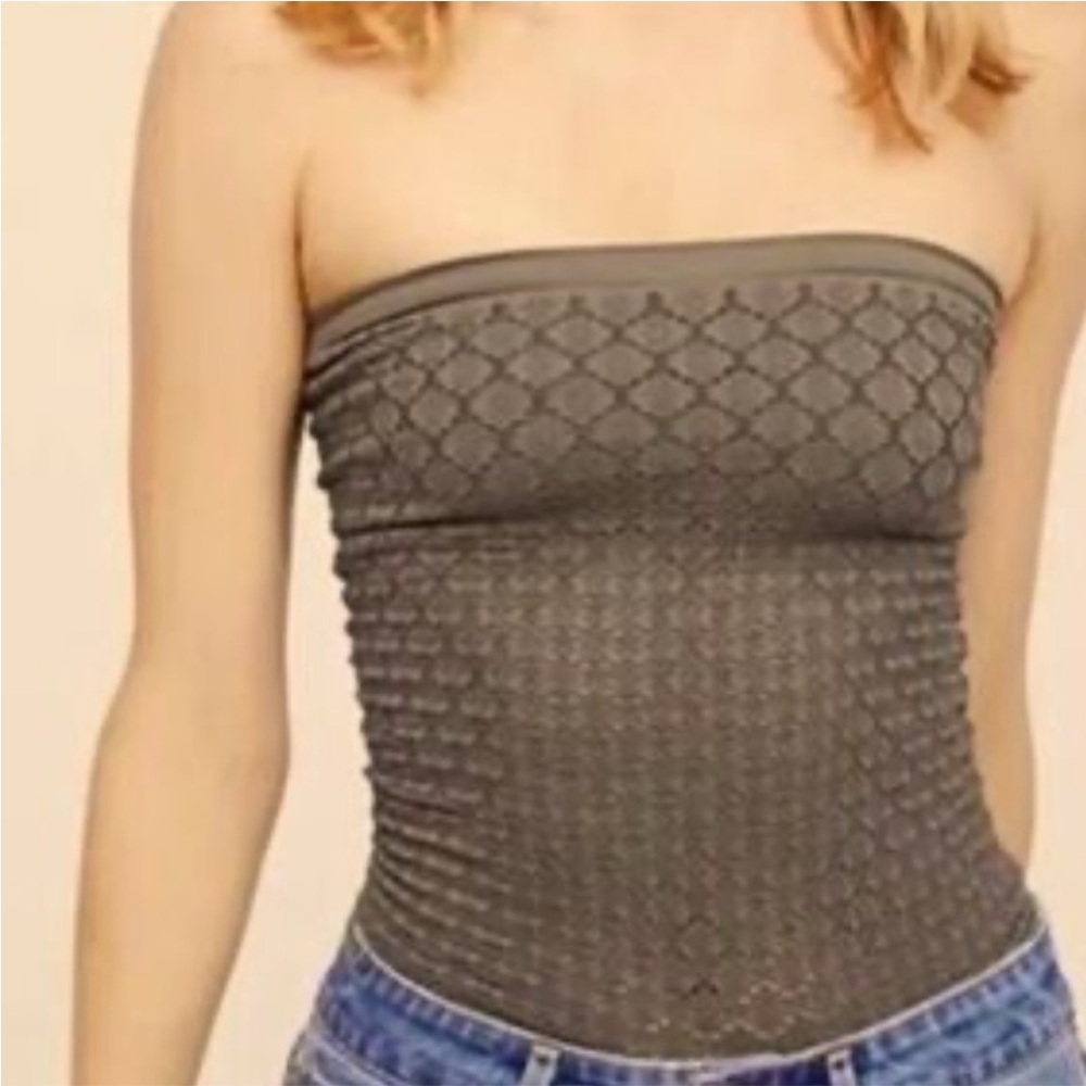 Free People Intimately Honeycomb Tube Top Size M/L in Grey